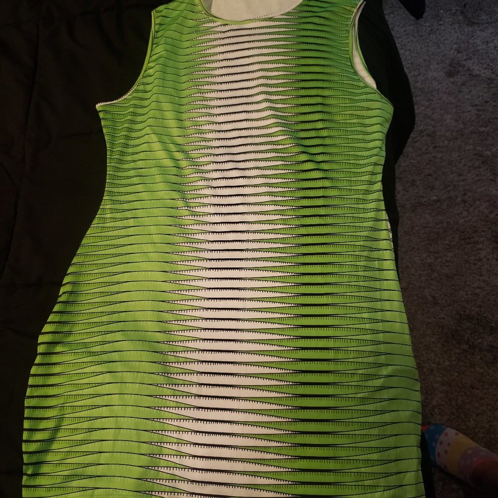 Green and white dress